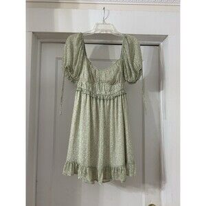 Lush Milkmaid Dress Mini Women’s Small Green Floral Cottagecore Fairy Feminine